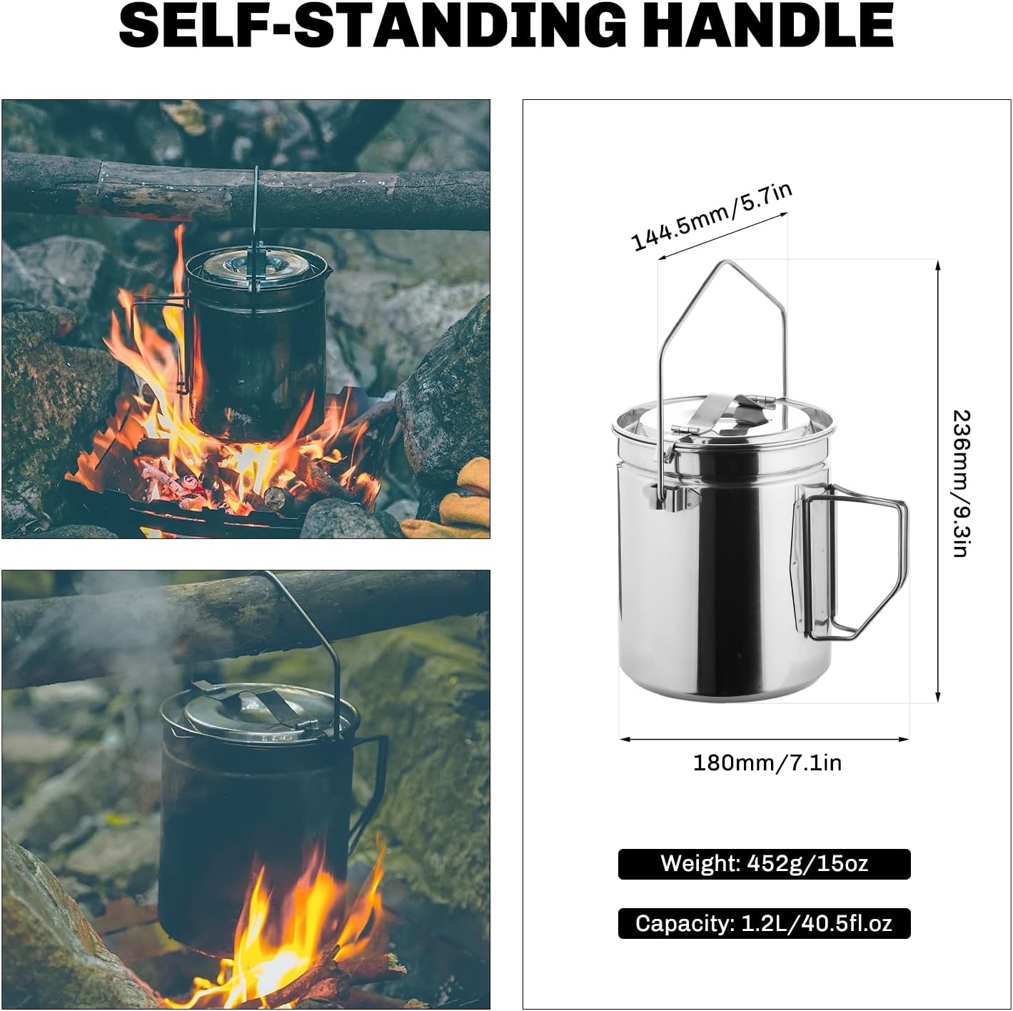 Antarcti Stainless Steel Billy Pot | 1.2L