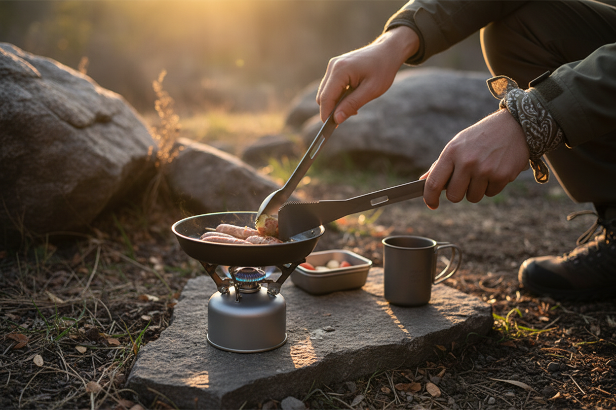 Titanium 3in1 Spatula Set in use